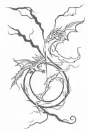 lightning and dragon intertwined tattoo design idea