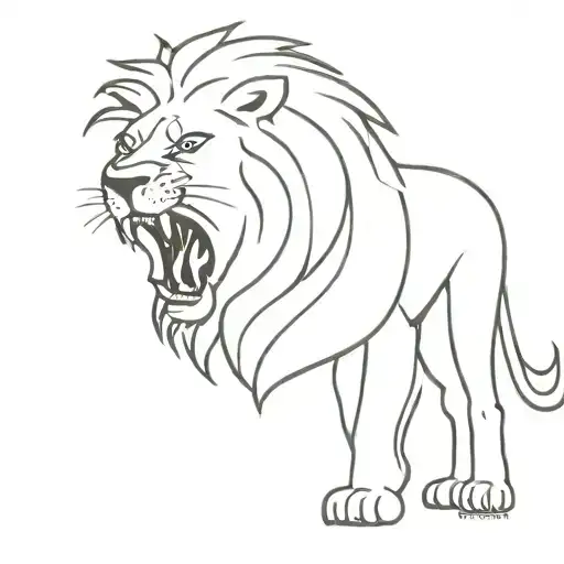 A minimalist tattoo of a lion roaring with sound waves emanating from its mouth tattoo design idea