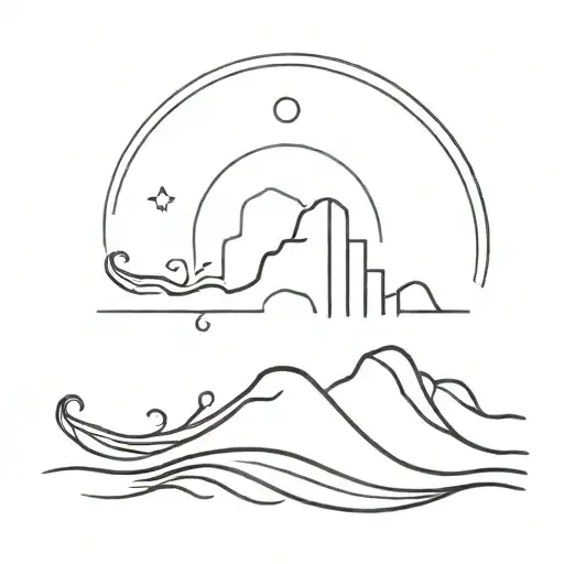 sun wave coordinates written underneath tattoo design idea