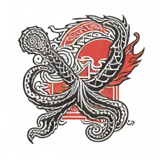 Seattle kraken Detroit Red Wings logo tattoo design idea