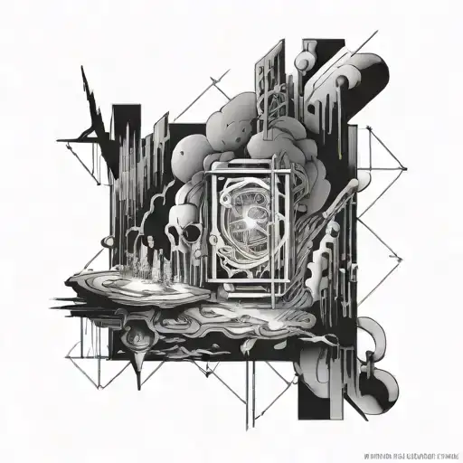 Design a tattoo that combines elements of 'The Human Condition' (1959) with software code to represent the complexity of human nature tattoo design idea