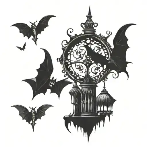 bats and faeries tattoo design idea