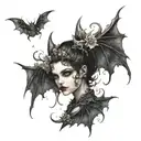 bats and faeries tattoo design idea