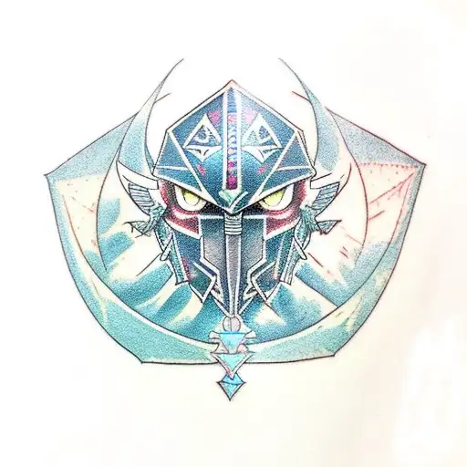 The character Link from the game Zelda Ocarina of Time, Link has gloomy dark eyes. In Psychedelic Sketchy Tattoo Style i tattoo design idea