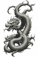 Shenlong appears from poke ball inside tattoo design idea