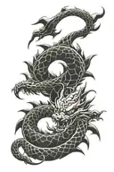 Shenlong appears from poke ball inside tattoo design idea