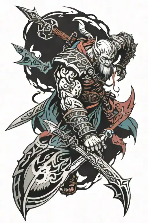 berserker, devil may cry, viking tattoo design idea