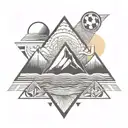 triangle, ski, soccer, sun, sea, palms tattoo design idea