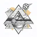triangle, ski, soccer, sun, sea, palms tattoo design idea