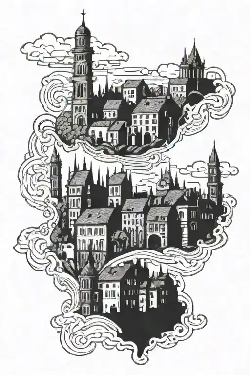 Antiquity city tattoo design idea