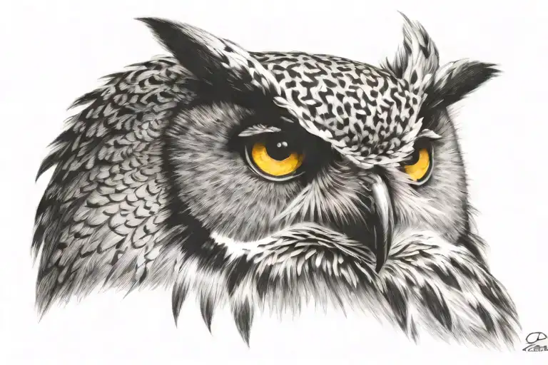 Owl head tattoo design idea
