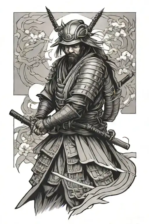 depressed ronin samurai tattoo design idea