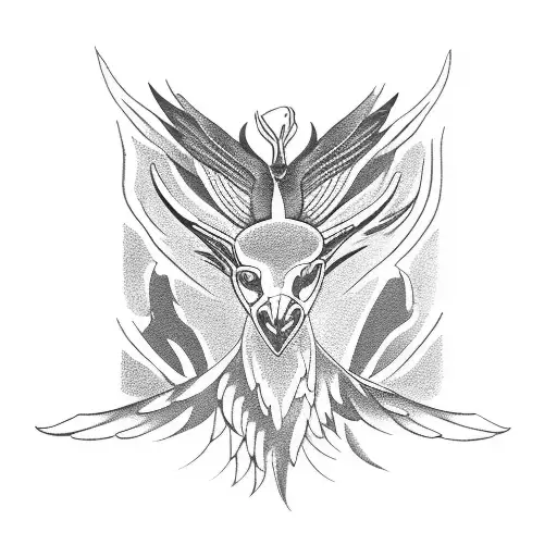 An eagle and gazelle's head  tattoo design idea
