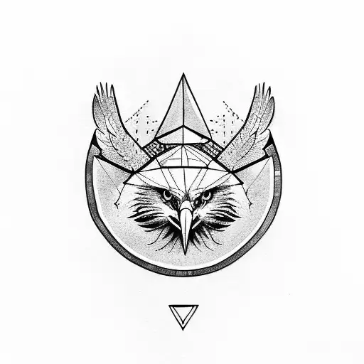An eagle sitting on a gazelle's head  tattoo design idea