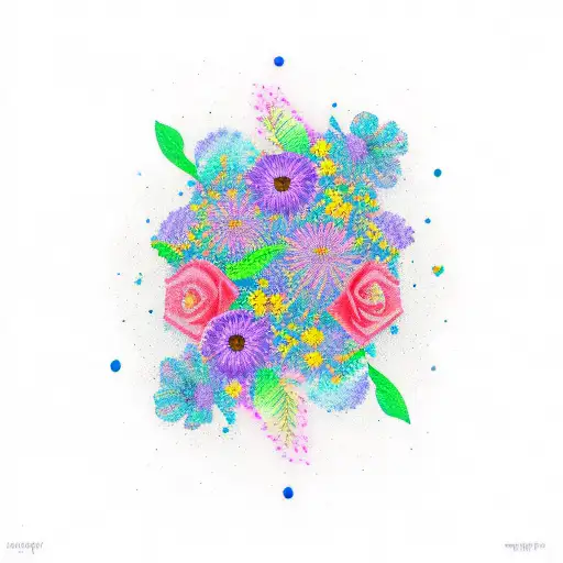 flowers spaceships tattoo design idea