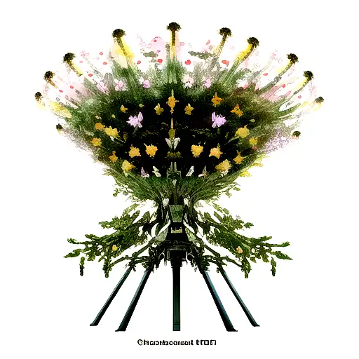flowers spaceships tattoo design idea