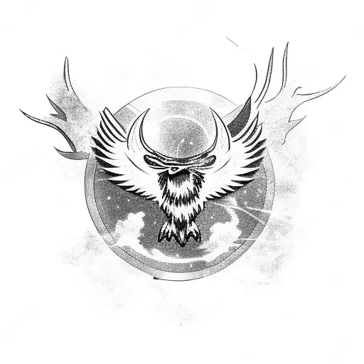 Dodge Challenger on the sky tattoo design idea