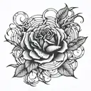 5150 numbers surrounded with rose thorns intertwined  tattoo design idea