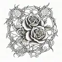 5150 numbers surrounded with rose thorns intertwined  tattoo design idea