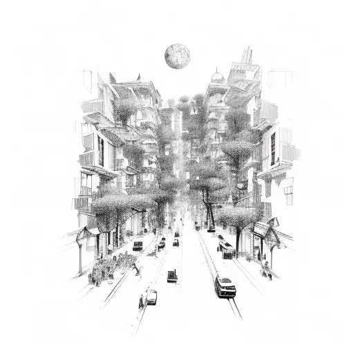 city train community  tattoo design idea