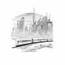 city train tattoo design idea