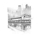 city train tattoo design idea