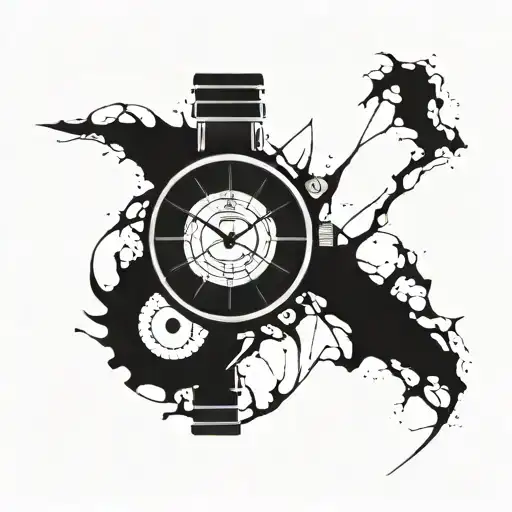 Broken watch tattoo design idea