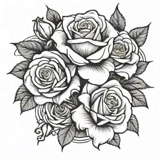 roses, black and white, shadows, easy tattoo design idea