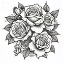 roses, black and white, shadows, easy tattoo design idea