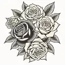 roses, black and white, shadows, easy tattoo design idea