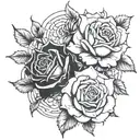 roses, black and white, shadows, easy tattoo design idea