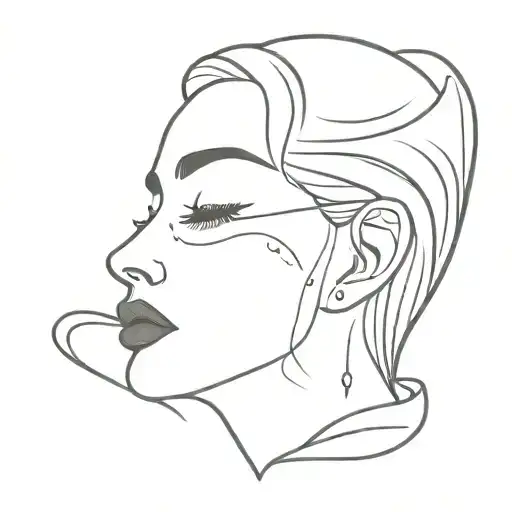 Heart with woman's face crying wearing a blindfold tattoo design idea