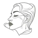 Heart with woman's face crying wearing a blindfold tattoo design idea