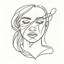 Heart with woman's face crying wearing a blindfold tattoo design idea