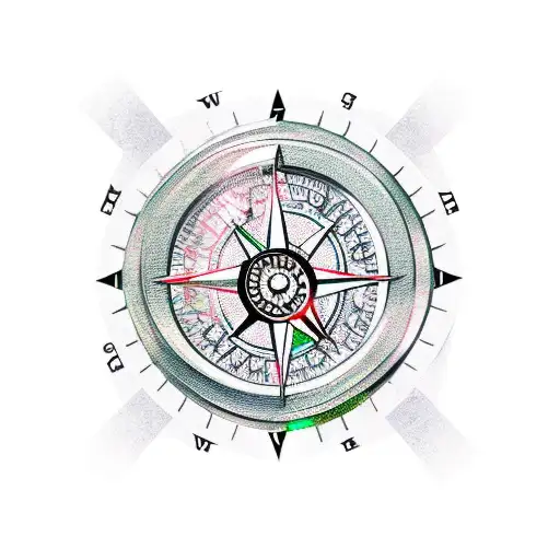 dragon with a compass tattoo design idea