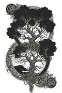 triple goddess tree of life intertwined tattoo design idea
