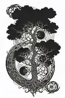triple goddess tree of life intertwined tattoo design idea
