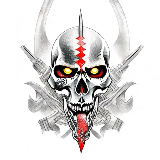 kratos in skeleton tattoo design idea