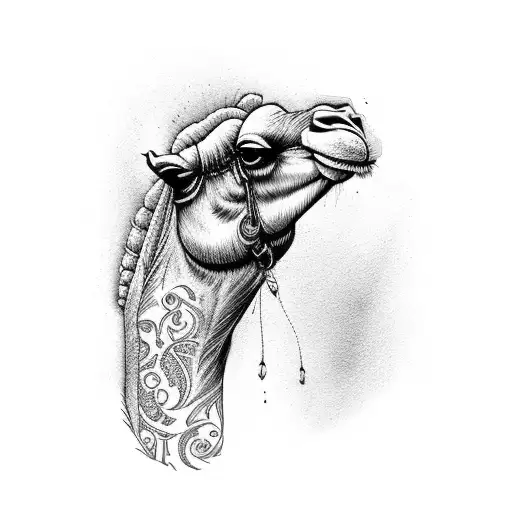 camel mushroom head tattoo design idea