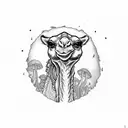 camel mushroom head tattoo design idea