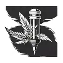 Design a simple feather pen with no background, around her little hourglass, ink and rollpaper tattoo design idea