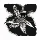 Design a simple feather pen with no background, around her little hourglass, ink and rollpaper tattoo design idea