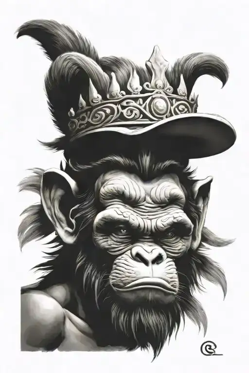 King king face roar monkey king tattoo design idea