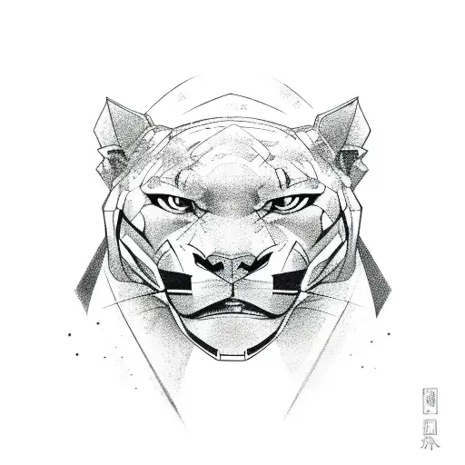 panther with japanese background tattoo design idea