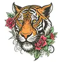 Polynesian tiger face and gemini leg tattoo tattoo design idea