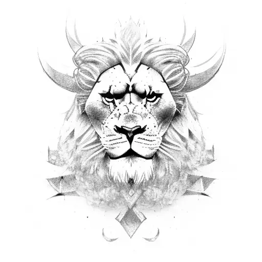 evil Viking with lion mane  tattoo design idea