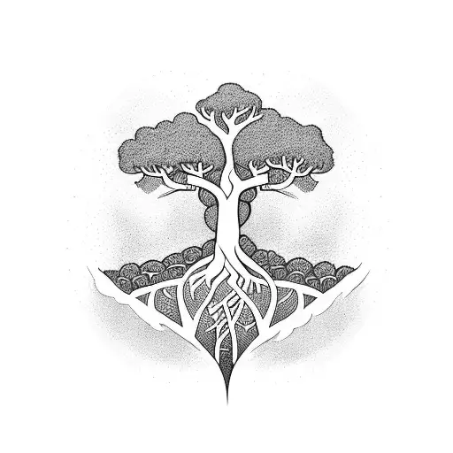 Tree of Life emerging from a rhombus tattoo design idea