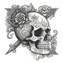 skull and ace of spades in the background  tattoo design idea