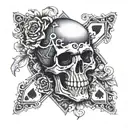skull and ace of spades in the background  tattoo design idea