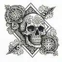 skull and ace of spades in the background  tattoo design idea